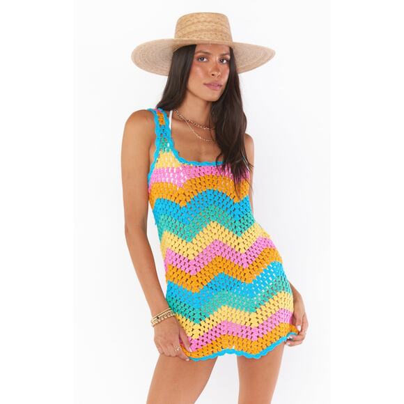 Show Me Your Mumu Tara Coverup Dress in Sea Breeze Crochet XS - Picture 3 of 8